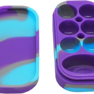 vitakiwi 34ml Silicone Multi Compartment Containers 15ml Skull Food Storage Jar Non-stick Multi Use (Purple Blue Gray)