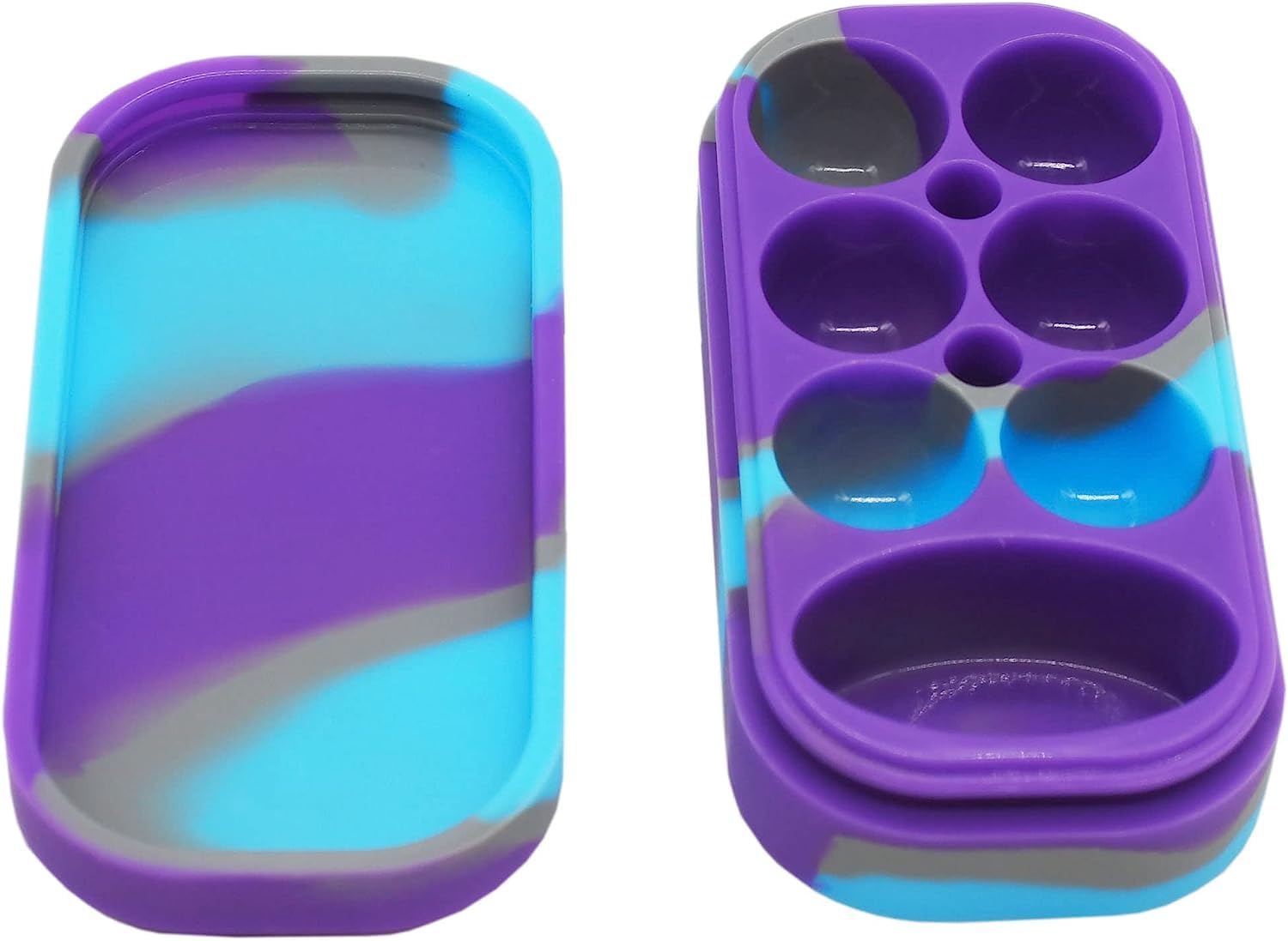 vitakiwi 34ml Silicone Multi Compartment Containers 15ml Skull Food Storage Jar Non-stick Multi Use (Purple Blue Gray)