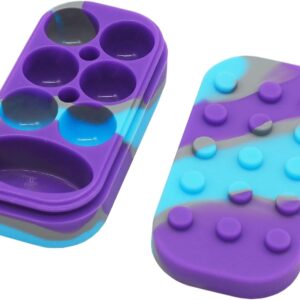 vitakiwi 34ml Silicone Multi Compartment Containers 15ml Skull Food Storage Jar Non-stick Multi Use (Purple Blue Gray)