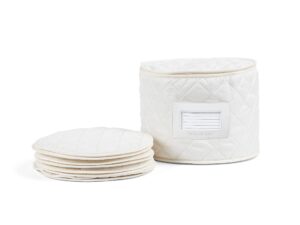 covermates keepsakes - dish storage - padded protection - id window - stain resistant - machine washable - china storage-cream