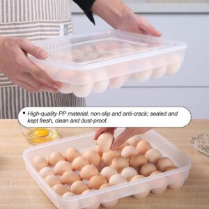 BEVOVBE Egg Holder For Refrigerator，Egg Storage Container Cartons Plastic Fridge Organizer Bins，Kitchen Freezer Deviled Egg Tray Containers With Lid Stackable 1pack