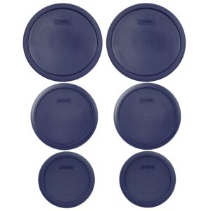 pyrex (2) 7403-pc 10 cup (2) 7402-pc 6/7 cup (2) 7201-pc 4 cup blue round replacement food storage lids made in the usa