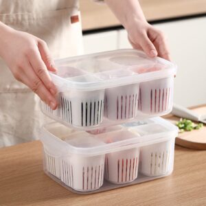 bestalice food storage containers with lids, 12pcs removable divided veggie tray with lid, snackle box charcuterie container for fridge clear compartment snack containers, stackable produce saver