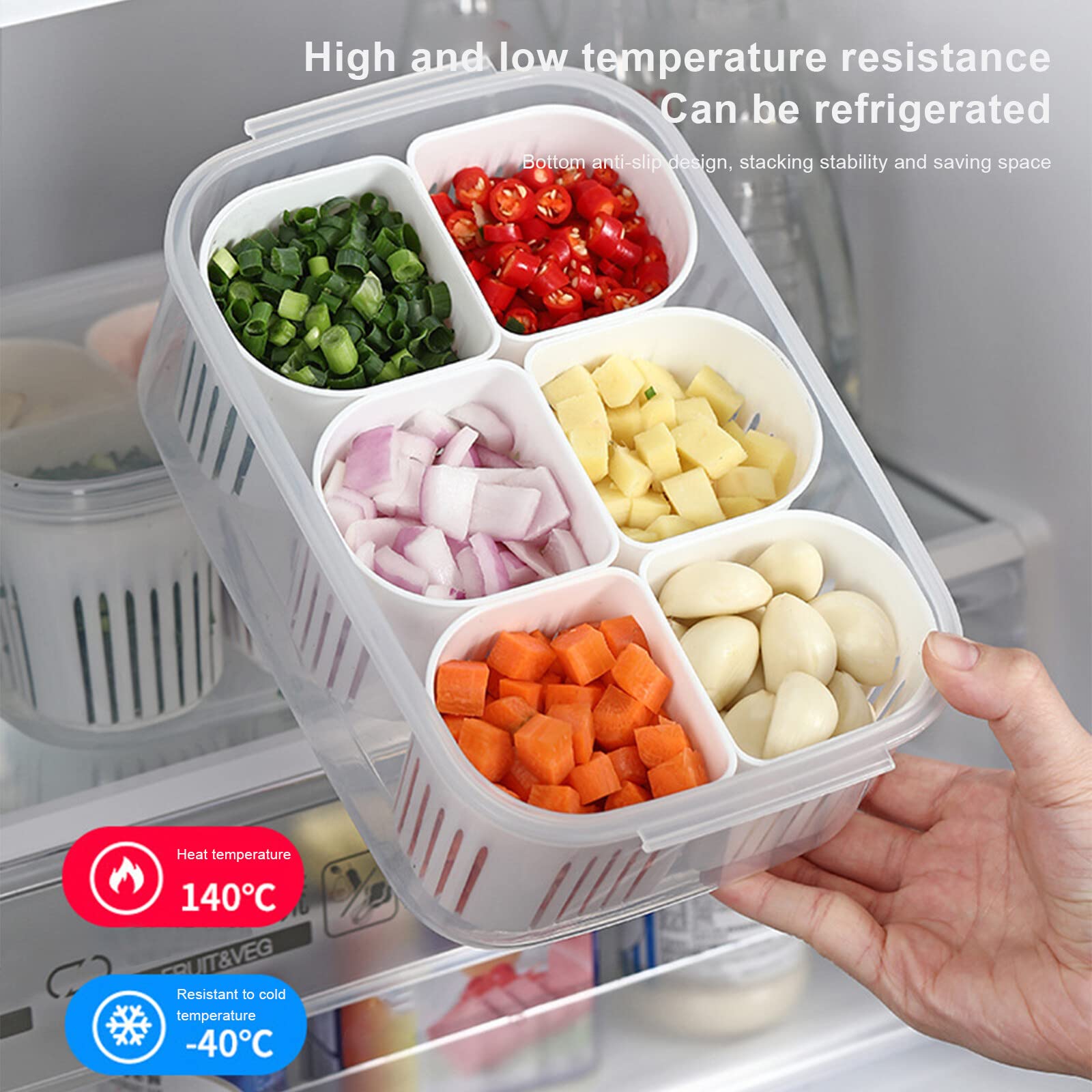 BestAlice Food Storage Containers with Lids, 12PCS Removable Divided Veggie Tray with Lid, Snackle Box Charcuterie Container for Fridge Clear Compartment Snack Containers, Stackable Produce Saver