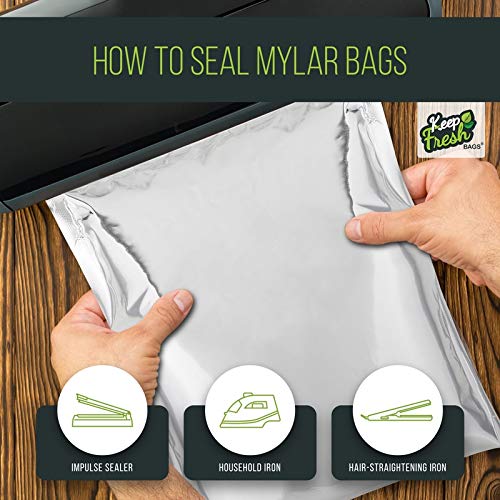 Mylar Food Storage Bags (20x30, 5 Gallon) 4.5mil Thick Mylar Foil Bag for Dry Food Storage (50 Pack)