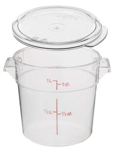 cambro three 1 quart polycarbonate clear round containers with 3 lids bundle