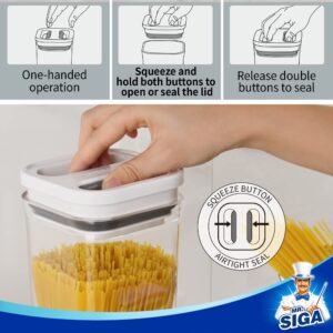 MR.SIGA 2 Pack Airtight Food Storage Container Set, BPA Free Kitchen Pantry Organization Canisters, One-handed Airtight Cereal Spaghetti Storage Containers, 2.1 L / 72oz, White