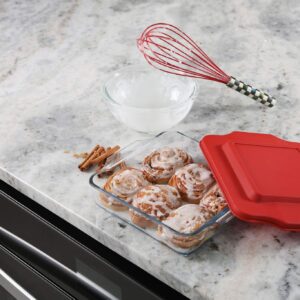 Bovado USA 8” x 8” 1.5 Quart Square Dish for Storage, Mixing, Serving - Dishwasher, Freezer & Oven Safe Glass, Easy-Clean, Clear with Lid, Pack of 1