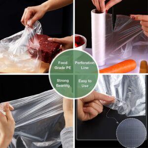 SJPACK 12 X 20 Inches Plastic Produce Bag on a Roll, Clear Bags for Fruits, Vegetable,350 Bags/Roll