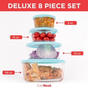 EatNeat 12 Piece Kitchen Knife Set 4 pc Round Glass Food Storage Containers With Lids
