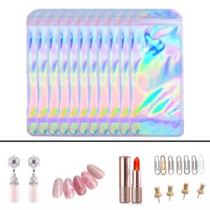 100 Pieces Holographic Bags Packaging Bags for Small Business Packaging Resealable Bags for Packaging Lipgloss, Jewelry Lash 2.4x5inch