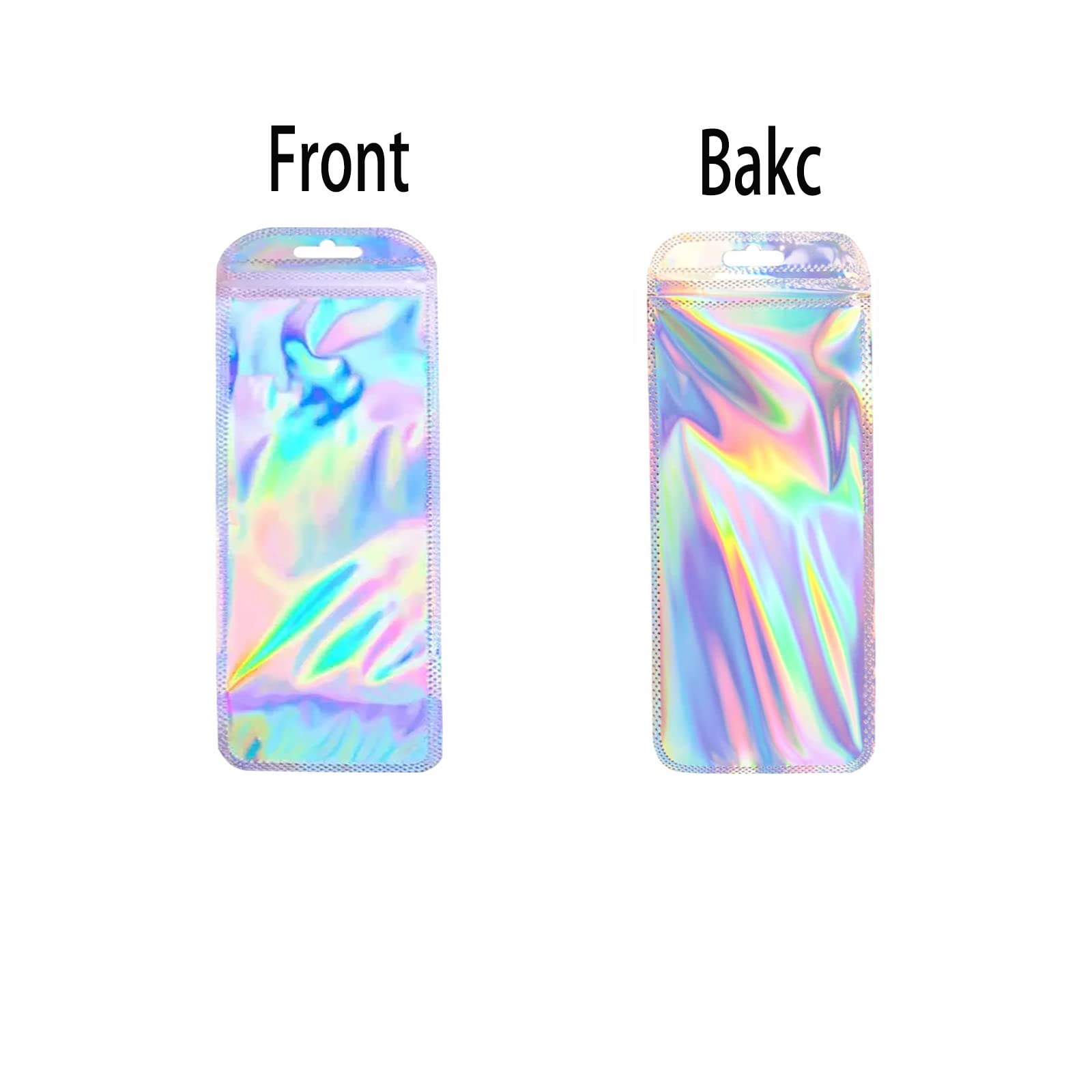 100 Pieces Holographic Bags Packaging Bags for Small Business Packaging Resealable Bags for Packaging Lipgloss, Jewelry Lash 2.4x5inch