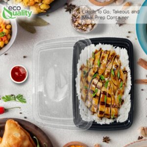 EcoQuality 38 oz Reusable Food Storage 25 Pack Containers with Lids Rectangular BPA Free Freezer, Microwave & Dishwasher Safe – Airtight & Watertight Stackable, Lunch Meal Prep, To-Go, Bento Box