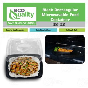 EcoQuality 38 oz Reusable Food Storage 25 Pack Containers with Lids Rectangular BPA Free Freezer, Microwave & Dishwasher Safe – Airtight & Watertight Stackable, Lunch Meal Prep, To-Go, Bento Box