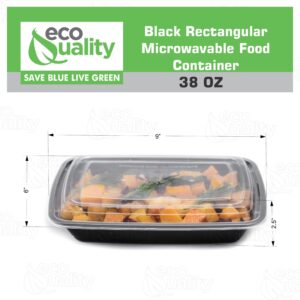 EcoQuality 38 oz Reusable Food Storage 25 Pack Containers with Lids Rectangular BPA Free Freezer, Microwave & Dishwasher Safe – Airtight & Watertight Stackable, Lunch Meal Prep, To-Go, Bento Box