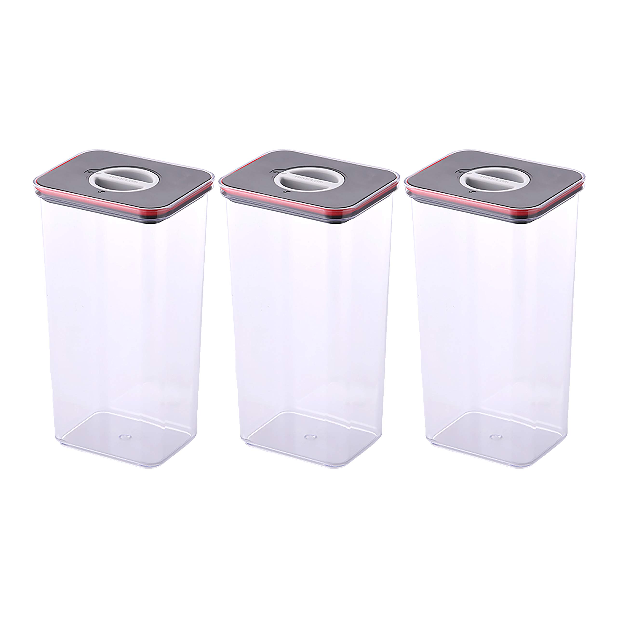 Neoflam Airtight Smart Seal Food Storage Container (Set of 3, Rectangle) | Crystal Clear Body | Modular, Stackable, Nestable Design | Easy to Clean, BPA Free (3.6 L, 121.7 oz)