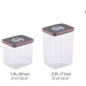 Neoflam Airtight Smart Seal Food Storage Container (Set of 3, Rectangle) | Crystal Clear Body | Modular, Stackable, Nestable Design | Easy to Clean, BPA Free (3.6 L, 121.7 oz)