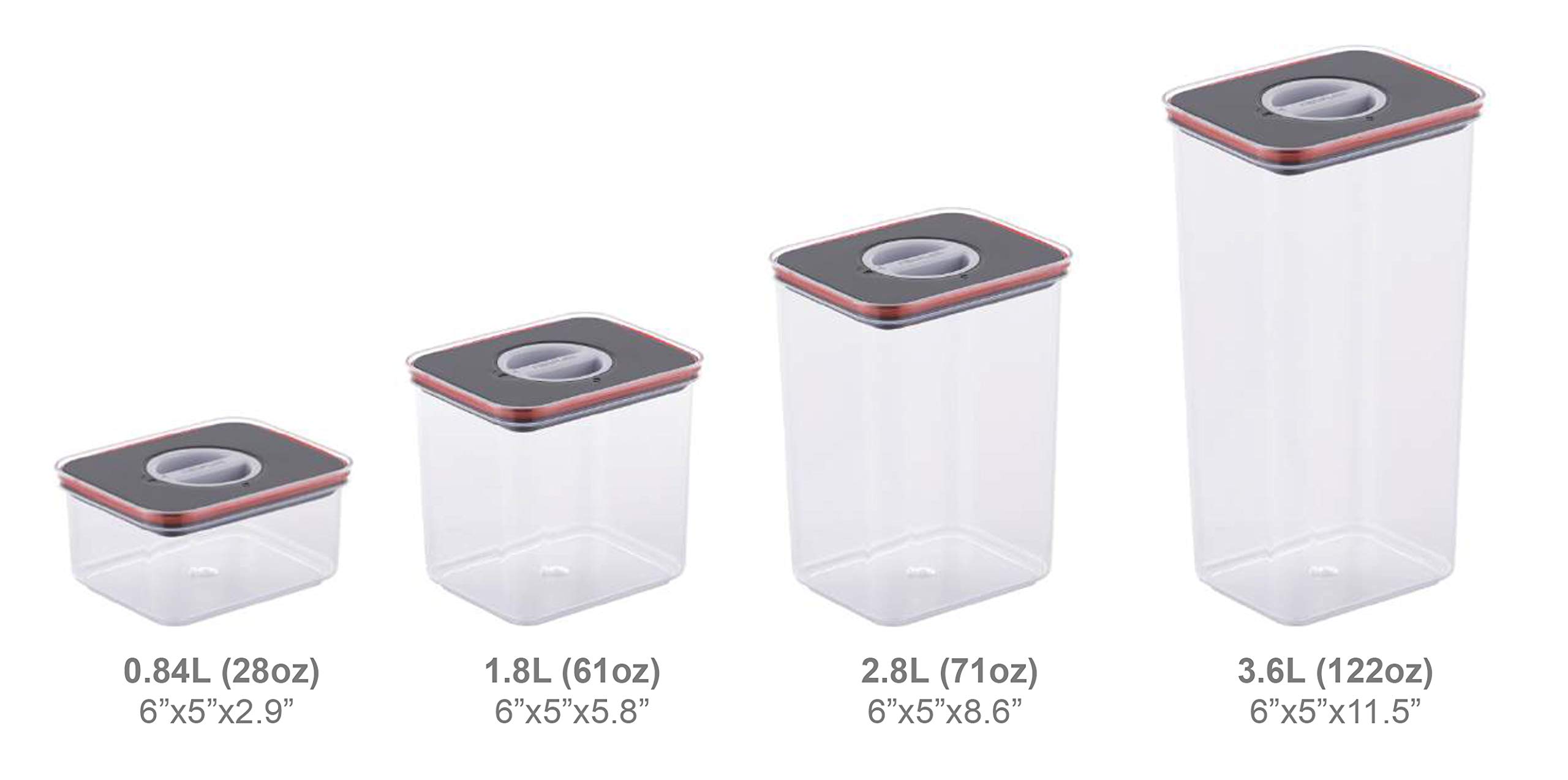 Neoflam Airtight Smart Seal Food Storage Container (Set of 3, Rectangle) | Crystal Clear Body | Modular, Stackable, Nestable Design | Easy to Clean, BPA Free (3.6 L, 121.7 oz)