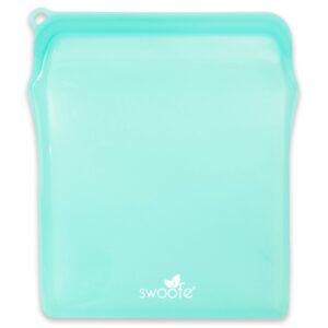 swoofe reusable silicone food bag | half gallon 66 oz (sea) | eco-friendly | plastic free large storage bag | great for cooking, sous vide, or freezer use | leakproof, dishwasher-safe.