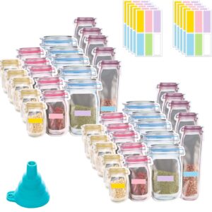 reusable mason bottle ziplock bags, 20/40/80 pcs mason jar ziplock bags, food storage plastic bags multi-size fresh leak proof zipper bags for kitchen camping travel office (40 pcs)