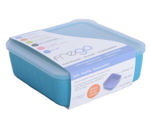 frego award-winning plastic-free glass and silicone food container | 4 cups | blue