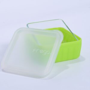 Frego Award-Winning Plastic-Free Glass and Silicone Food Container | 4 Cups | Blue