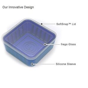 Frego Award-Winning Plastic-Free Glass and Silicone Food Container | 4 Cups | Blue