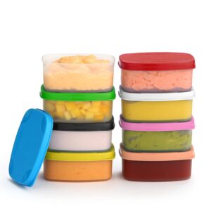 reusable airtight food containers 3 oz 8 pack. for snacks, baby/toddler food/puree, condiments, picnics food prep, lunch, plastic food storage containers–dishwasher, microwave, freezer safe bpa free