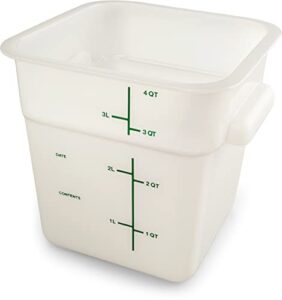 carlisle foodservice products squares square food storage container with stackable design for catering, buffets, restaurants, plastic, 4 quarts, white