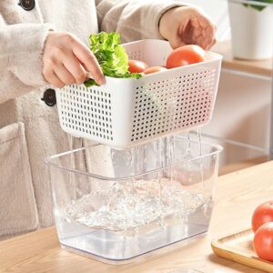 SHEBI PRODUCT - 3-Pack Refrigerator Organizer Bins- Clear Plastic Fridge Organizer for Fruit & Produce with Removeable Tray- Stackable Kitchen Organization- Fruit Containers for Fridge (White)