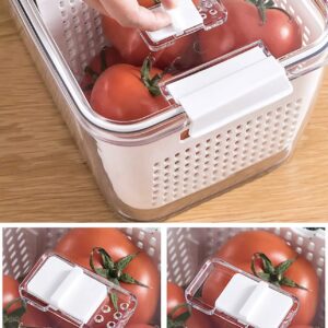 SHEBI PRODUCT - 3-Pack Refrigerator Organizer Bins- Clear Plastic Fridge Organizer for Fruit & Produce with Removeable Tray- Stackable Kitchen Organization- Fruit Containers for Fridge (White)