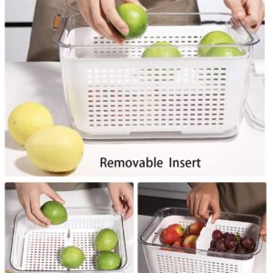 SHEBI PRODUCT - 3-Pack Refrigerator Organizer Bins- Clear Plastic Fridge Organizer for Fruit & Produce with Removeable Tray- Stackable Kitchen Organization- Fruit Containers for Fridge (White)