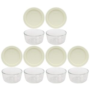 pyrex (6 7202 glass bowls & (6) 7202-pc sour cream lids made in the usa