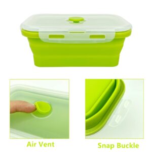 ECOmorning Reusable Silicone Food Storage Containers Collapsible Food Storage Containers with Airtight Lids Slicone Camping Bowls- Microwave and Freezer Safe, Set of 4