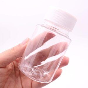 12PCS Clear Empty Portable Thicken Plastic Bottles Case with White Screw Cap Holder Storage Container for Liquid Solid Powder (50ml)