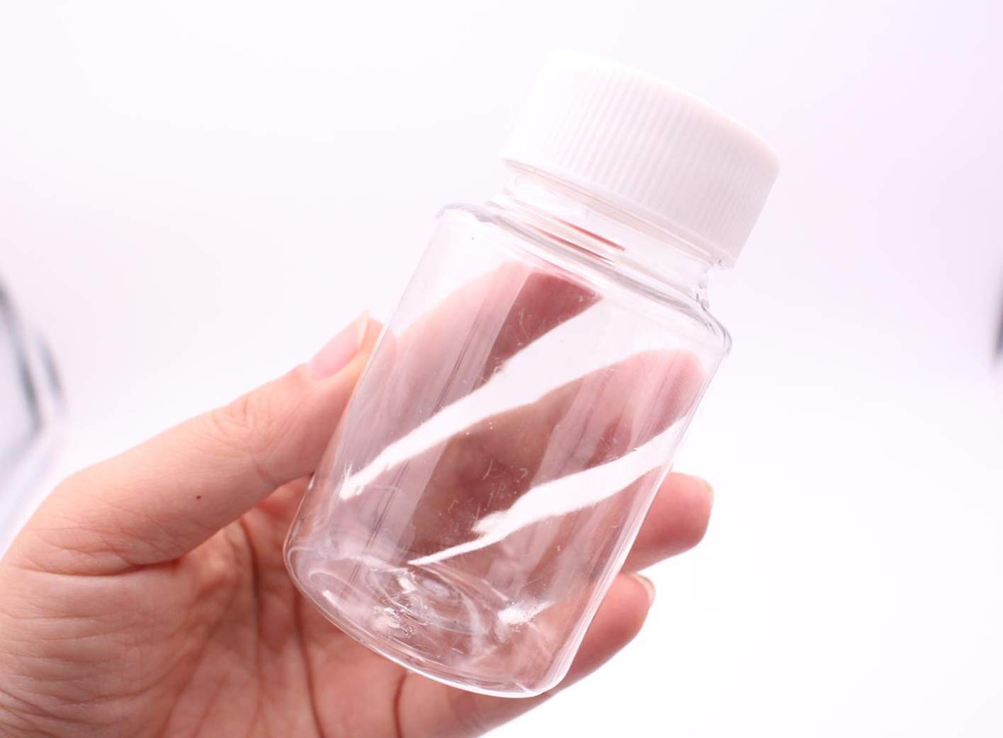 12PCS Clear Empty Portable Thicken Plastic Bottles Case with White Screw Cap Holder Storage Container for Liquid Solid Powder (50ml)