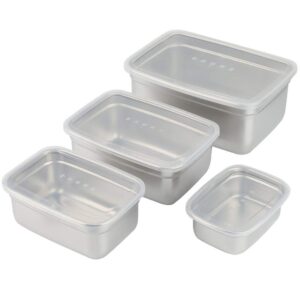 4pcs stainless steel food containers with leakproof lids rectangle for food storage box