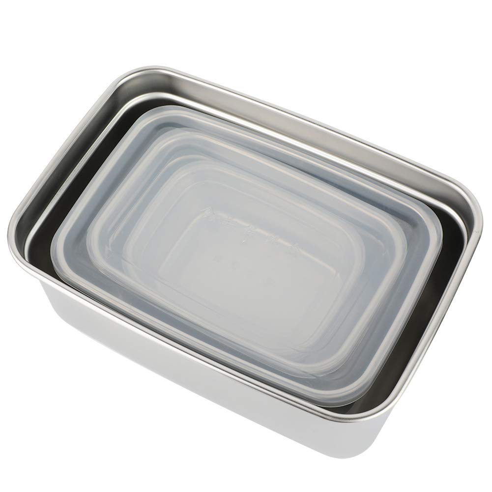 4Pcs Stainless Steel Food Containers with Leakproof Lids Rectangle for Food Storage Box