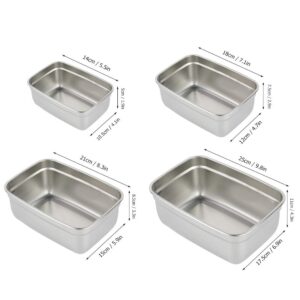 4Pcs Stainless Steel Food Containers with Leakproof Lids Rectangle for Food Storage Box