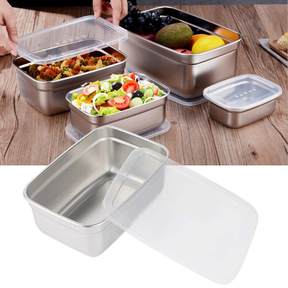 4Pcs Stainless Steel Food Containers with Leakproof Lids Rectangle for Food Storage Box