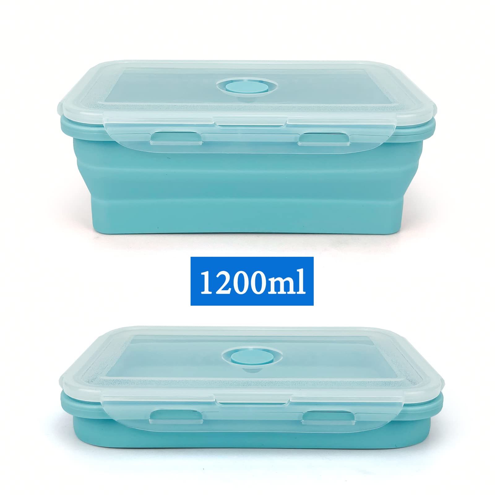 Lunbengo 4Pack Collapsible Reusable Lunch Containers, 350ml-500ml-800ml-1200ml, Silicone Food Storage Containers with Lids, Food Grade, Space Saving, Leak-proof Camping Travel Food Containers