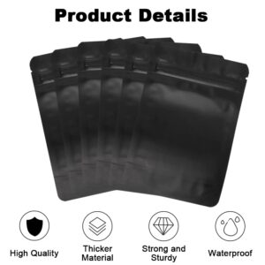 HMIEPRS HMIEPRS 120PCS Mylar Bags Matte Black, Smell Proof Bags Foil Packaging Pouch Stand Up with 120PCS Sticky Labels, Resealable Bags Coffee Bean for Food Self Sealing, Matte Black（Assorted Sizes）