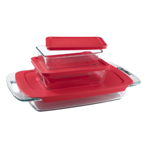 Pyrex Easy Grab 6-Piece Glass Bakeware and Food Storage Set