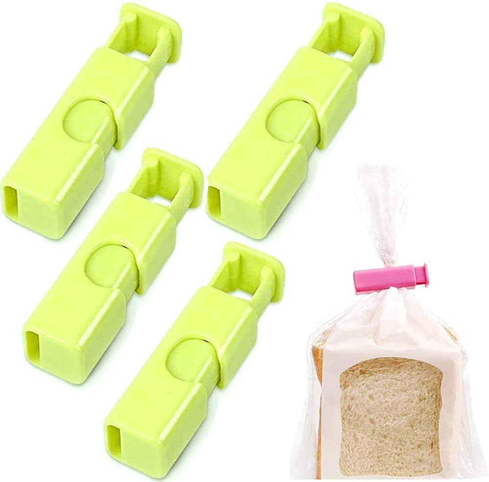 4 Pieces Food Sealing Clips Set, Bread Bag Clips Locking Type Bag Clip Plastic Food Clips Bag Sealing Clips for Snacks Kitchen Clips Freezer Bag Clips Useful and Fashion