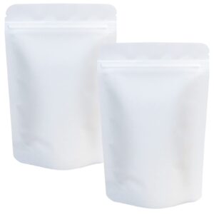 100 pack matte white mylar bags stand up - 4 x 6 inches resealable mylar ziplock bags food storage foil pouch