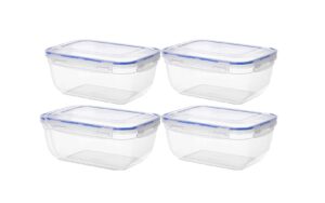 superio pack of 4 plastic food storage containers with airtight lid for pantry, fridge- 80 oz- bpa free, leakproof sealed container- microwave, dishwasher and freezer safe, clear (clear)