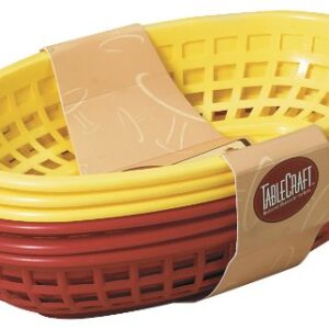 Tablecraft 6 Piece Assorted Sandwich & Fry Basket Set, 9", Red & Yellow