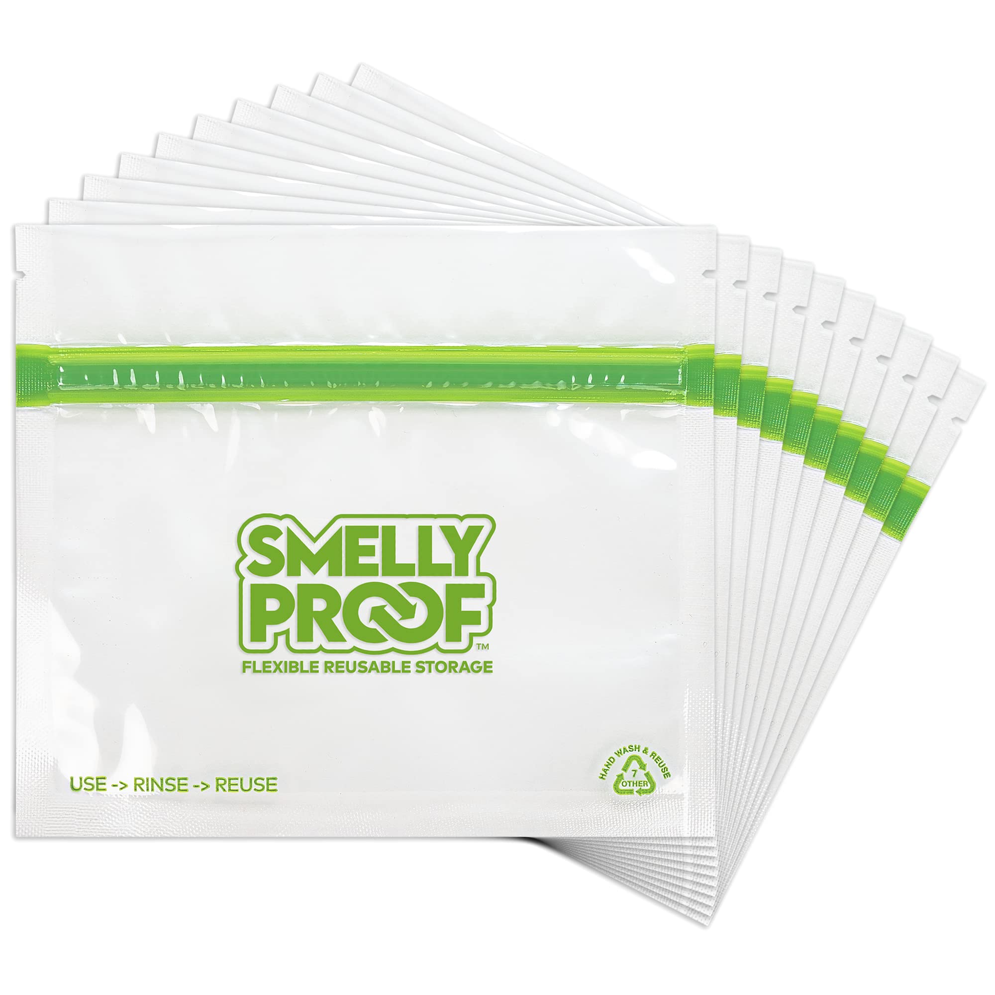 Smelly Proof Reusable Food Storage Bags Bundle - Made in USA, Easy Clean, Dishwasher-Safe, XXL 2-Gallon Freezer Bags & Small SM-Snack Bags, 3-mils Thick, PEVA & BPA Free, 5-Pack & 10-Pack