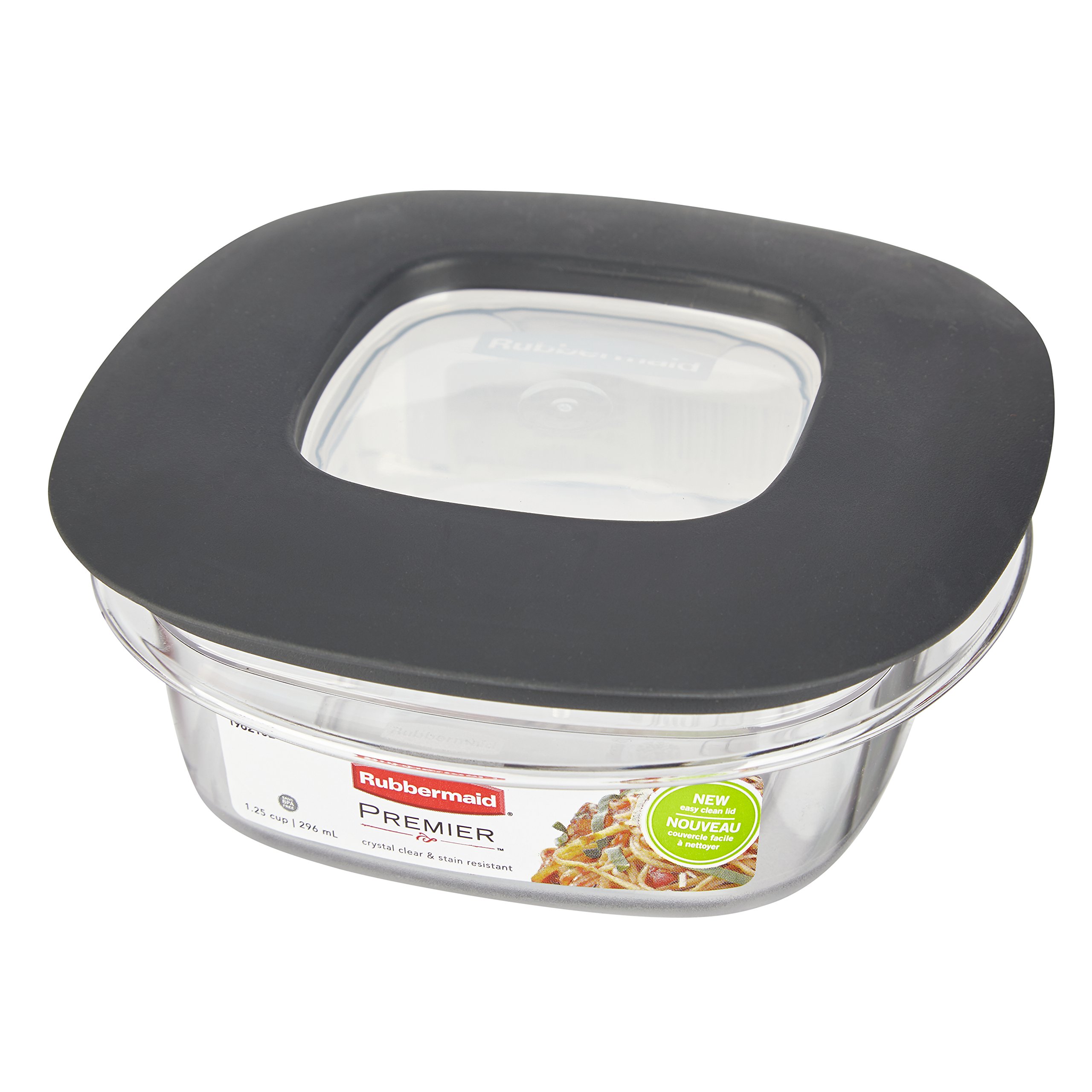 Rubbermaid Premier Easy Find Lids Food Storage Containers, 1.25 Cup, Gray