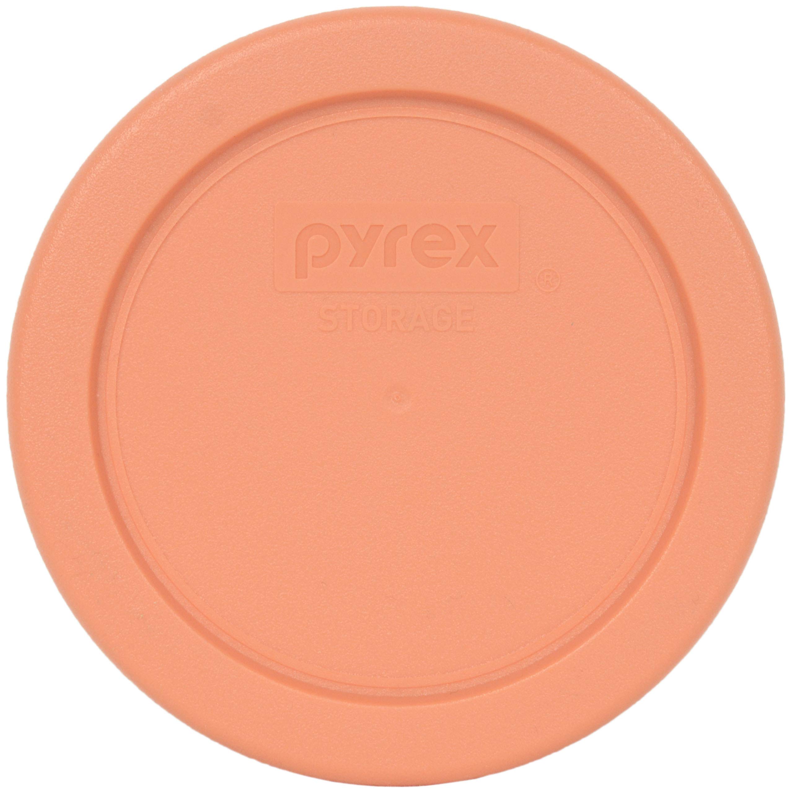 Pyrex (1) 7201-PC Puddle Gray & (1) 7200-PC Berry Red & (1) 7202-PC Bahama Sunset Orange Round Plastic Food Storage Replacement Lids, Made in USA